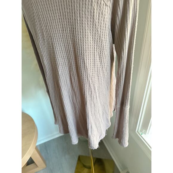 Free People Kristina Drippy Thermal Cowl Neck Top Mushroom Small - Picture 8 of 9